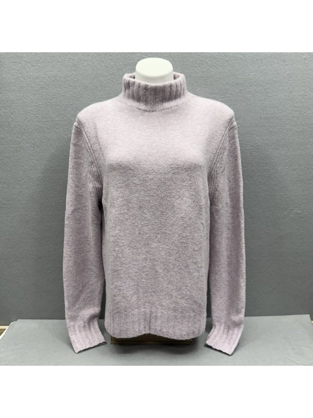 J.Crew Sweater Womens L Lavender Merino Wool Alpaca Blend Mock Neck Knit Ribbed
